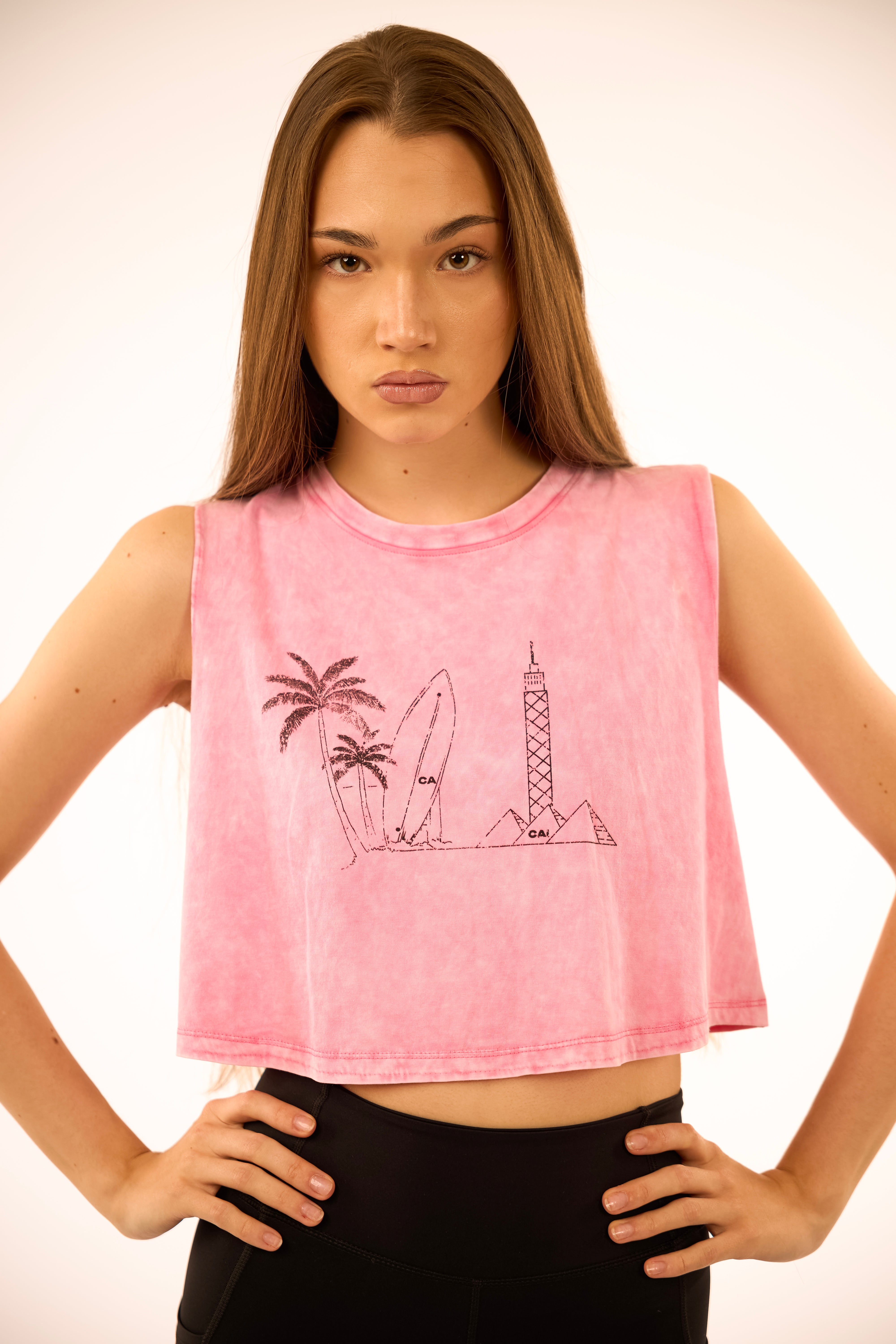 MOXIE CROP TANK/Wornout Pink