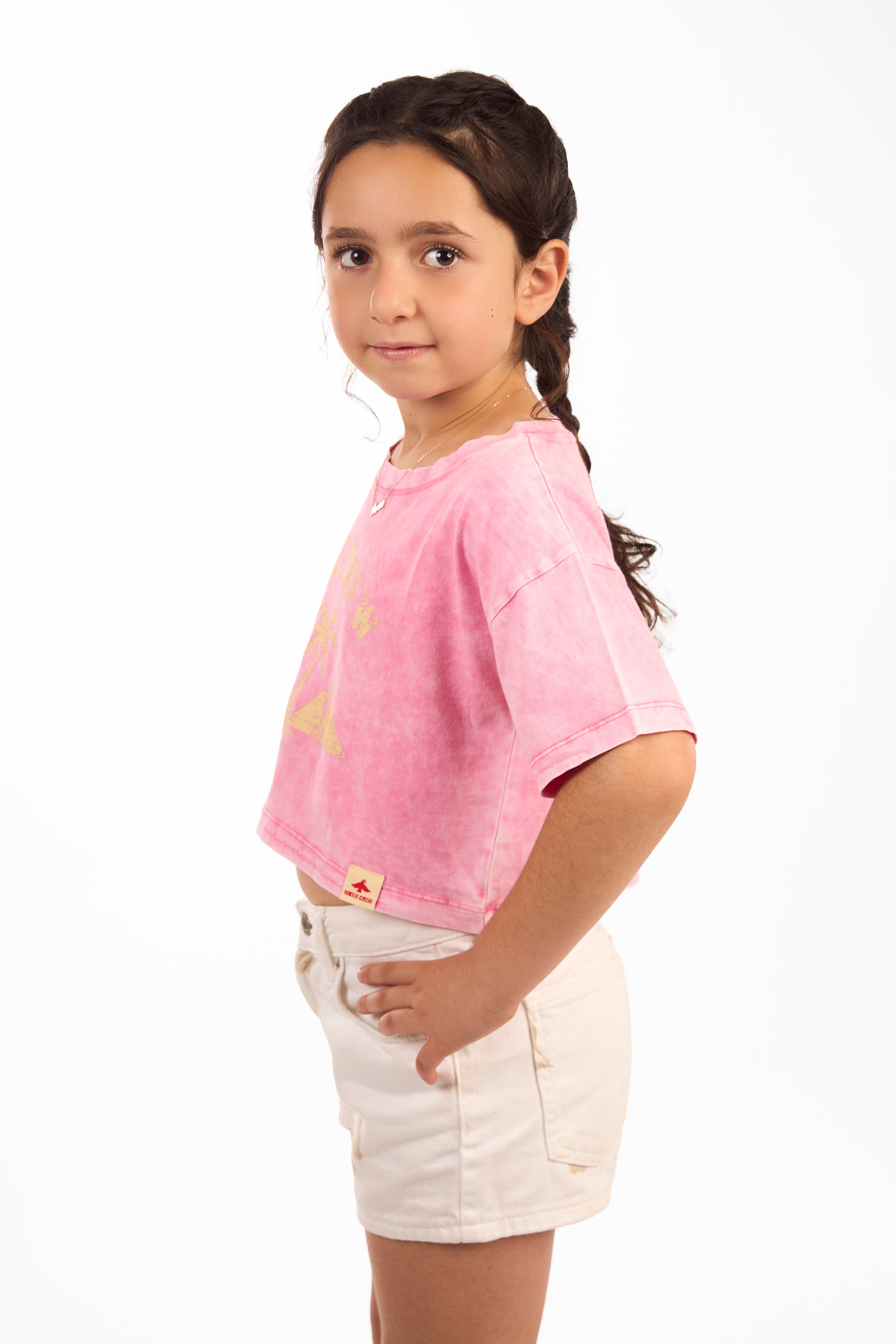 MINI CROP TEE/Wornout Pink